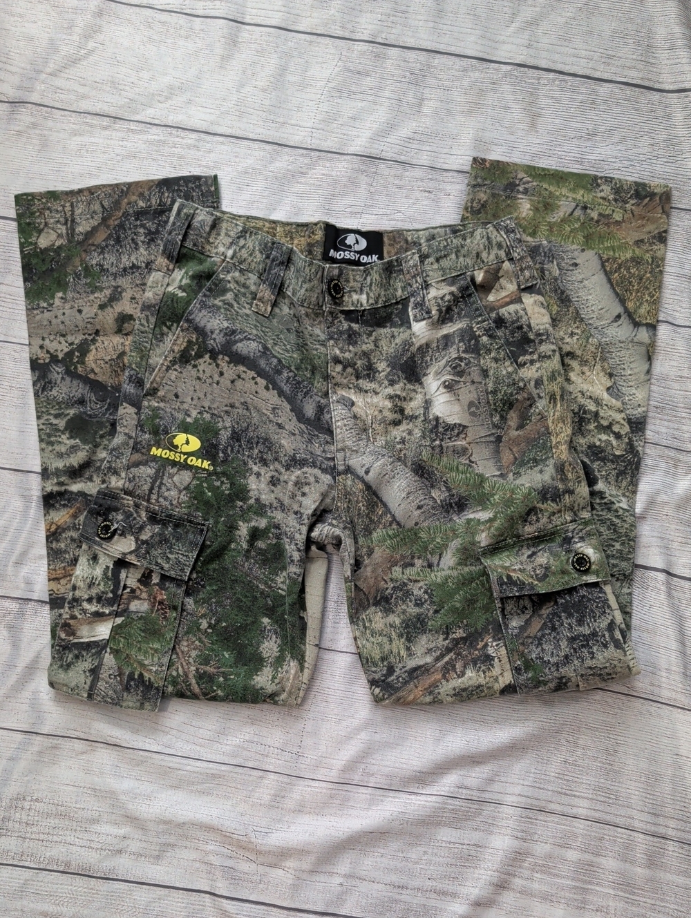 Mossy Oak Boys' Woodland Camo Cargo Shorts - Green/Brown